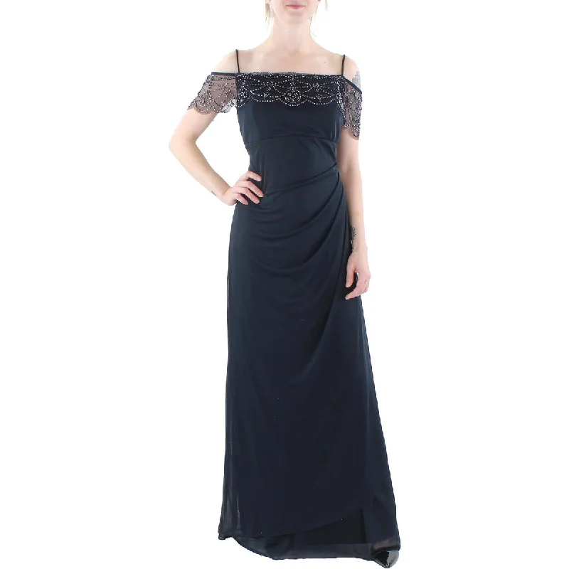 Womens Mesh Embellished Evening Dress Tunics Trendy modern