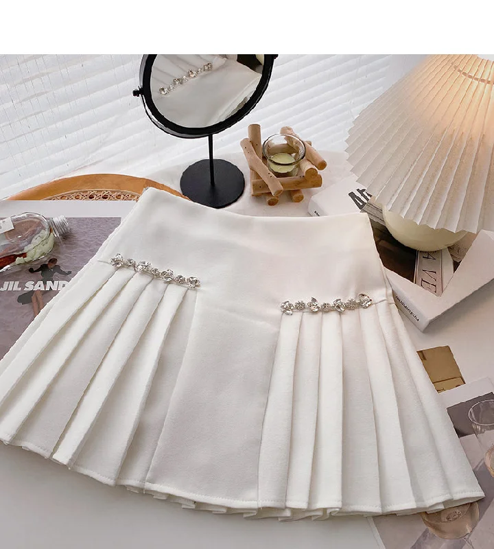 Korean diamond inlaid chain design foreign style high waist skirt 5656 velvet skirt rich Korean diamond inlaid chain design foreign style high waist skirt 5656 velvet skirt rich