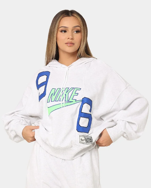 Nike Women's Nike Sportswear Circa 96 Fleece Hoodie Birch Heather Hoodie with Rolled Sleeves Casual Relaxed