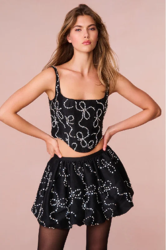 Flince Embellished Mini Bubble Skirt lace skirt intricate