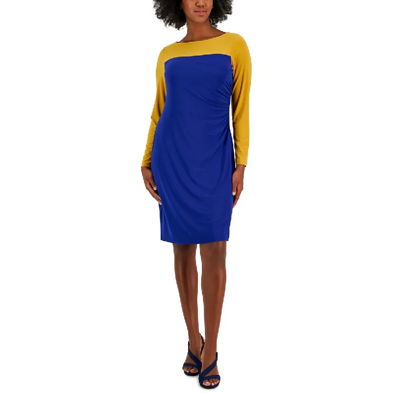 Womens Colorblock Midi Shift Dress Tunics Luxurious high-end