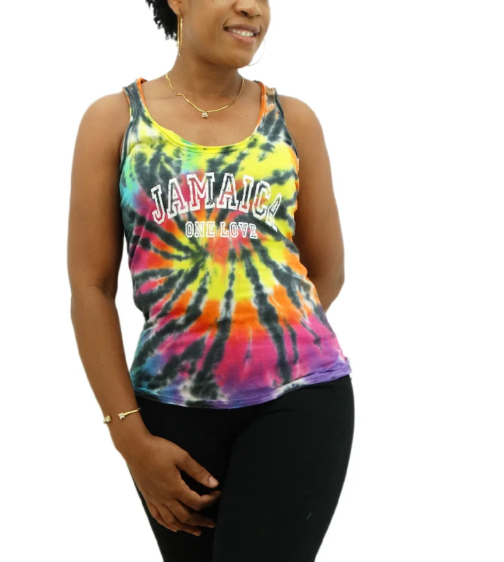 LT6294 Tie Dye Tank Top Asst black tank top