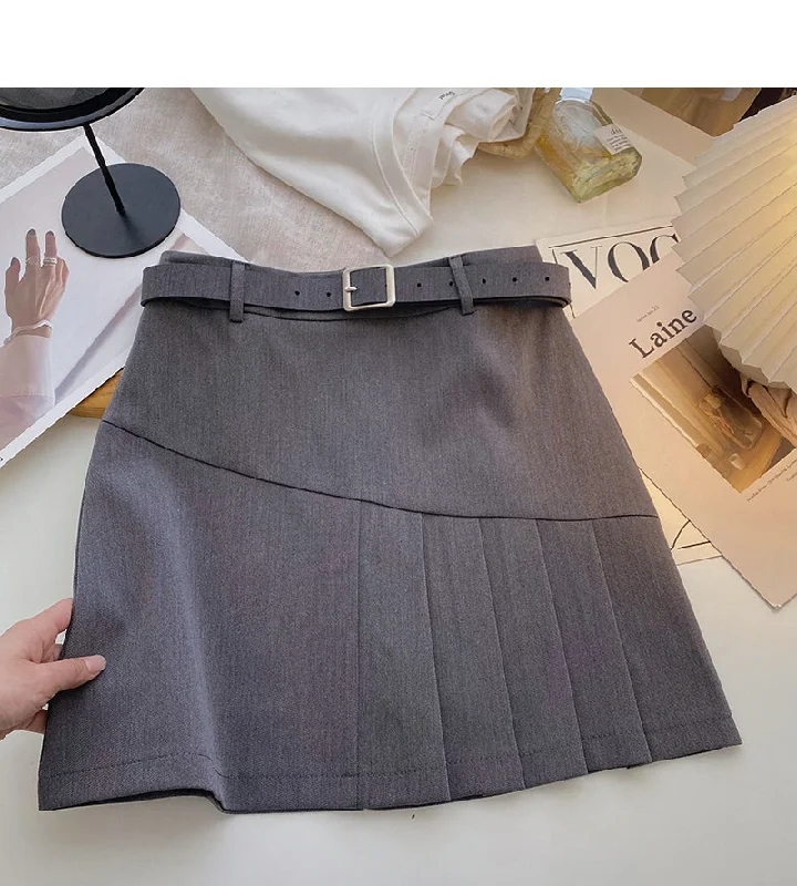 Korean version of student aging design pure color high waist A-line skirt 5658 linen skirt airy Korean version of student aging design pure color high waist A-line skirt 5658 linen skirt airy