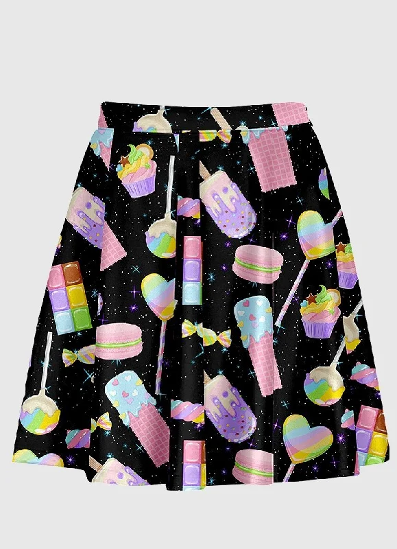 Sugar Galaxy Black Flare Skirt velvet skirt plush