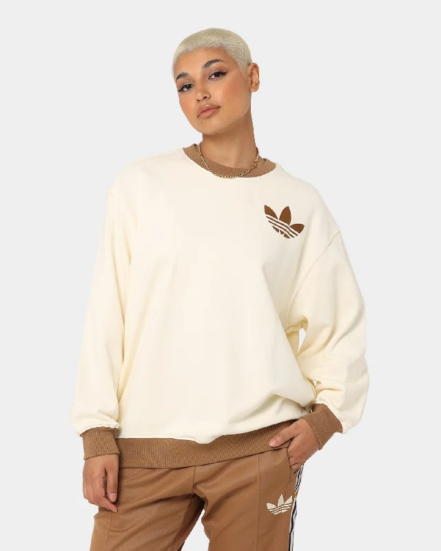 Adidas Adicolor Women's Sweatshirt Cream White Hoodie with Full-Zip Functional Layering