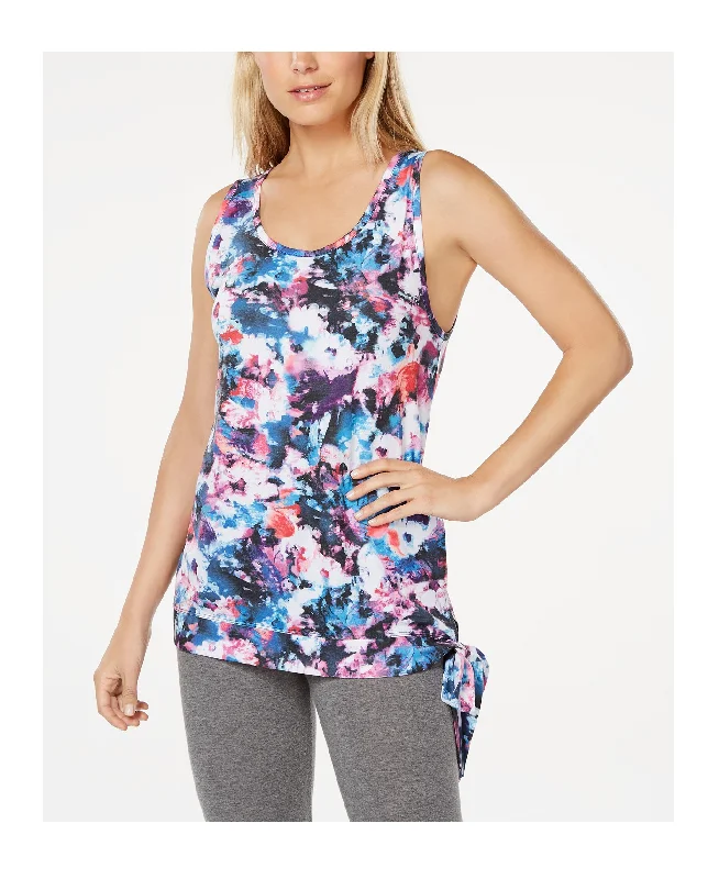 Ideology Women's Floral-Print Side-Tie Soft Tank Top, Floral Blur, XS stretchy tank top