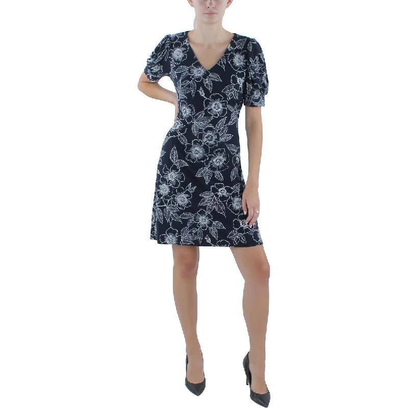 Womens Floral Print Polyester Shift Dress Casual Short Summer