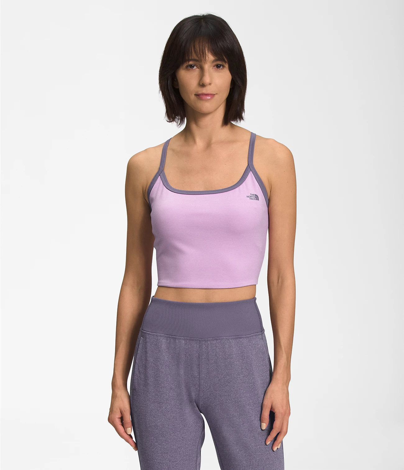 The North Face Women's Dune Sky Tanklette Lupine Heather peach tank top