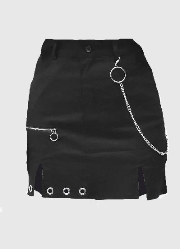 Chain Hoop Detail Mini Skirt corduroy skirt durable