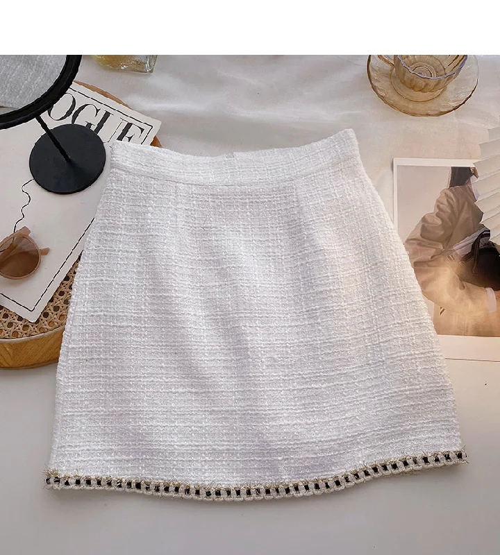 Korean version of A-line skirt with slim and fragrant style and high waist 5608 lightweight skirt design Korean version of A-line skirt with slim and fragrant style and high waist 5608 lightweight skirt design