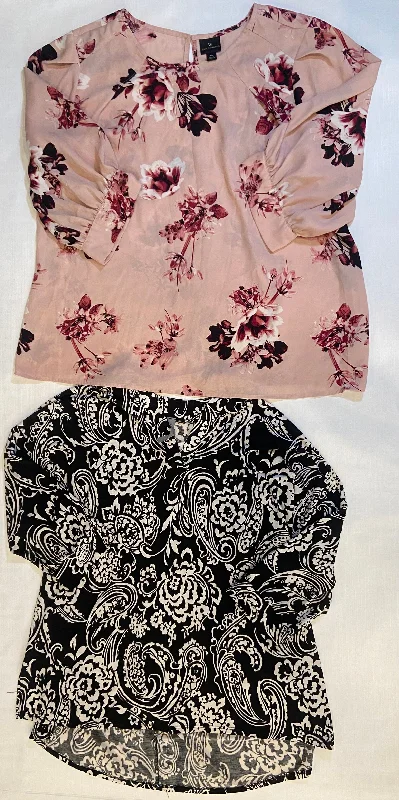Lot of 2- Worthington Blush Pink & Honeyme Curvy Dress Shirts Women Sizes XL Boatneck Modish Everyday