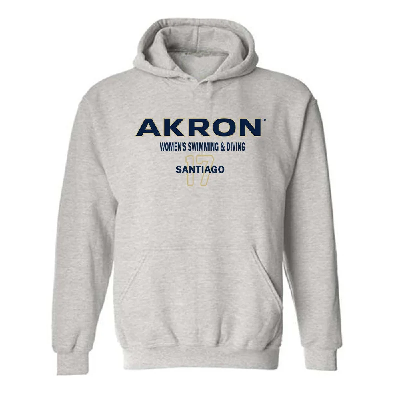 Akron - NCAA Women's Swimming & Diving : Alanis Santiago - Classic Fashion Shersey Hooded Sweatshirt Hoodie with Hem Lace Feminine Delicate