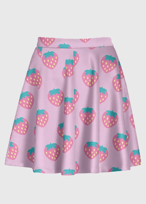 Kawaii Pink Strawberry Skirt leather skirt sleek