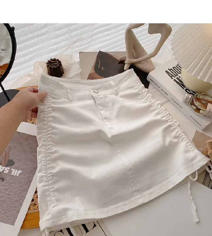 New Korean slim design A-line skirt with drawstring wrapped hip 5626 linen skirt relaxed New Korean slim design A-line skirt with drawstring wrapped hip 5626 linen skirt relaxed
