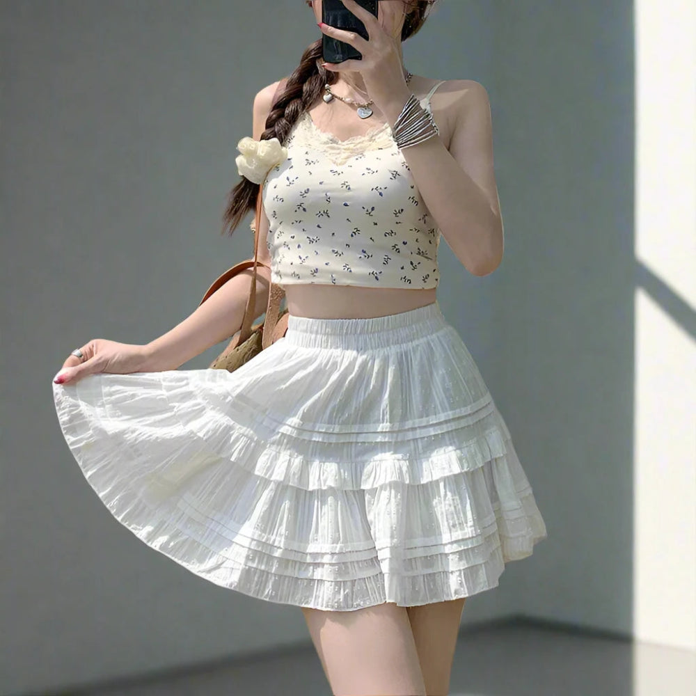 Fairycore White Skirt wool skirt warm