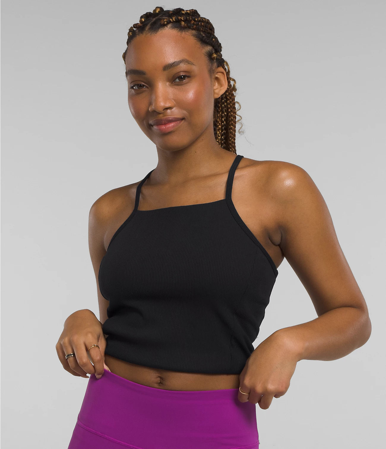 The North Face Women's Guide Forward Rib Tanklette TNF Black silver tank top