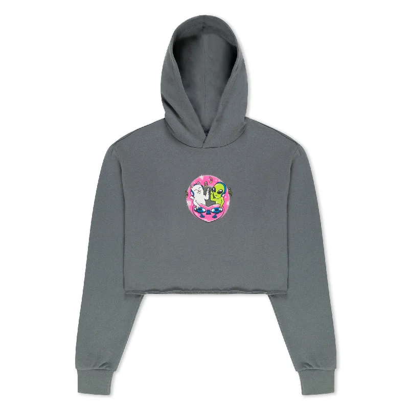 Love Is Ripndip Cropped Hoodie (Charcoal) Hoodie with Back Slit Movement Comfort