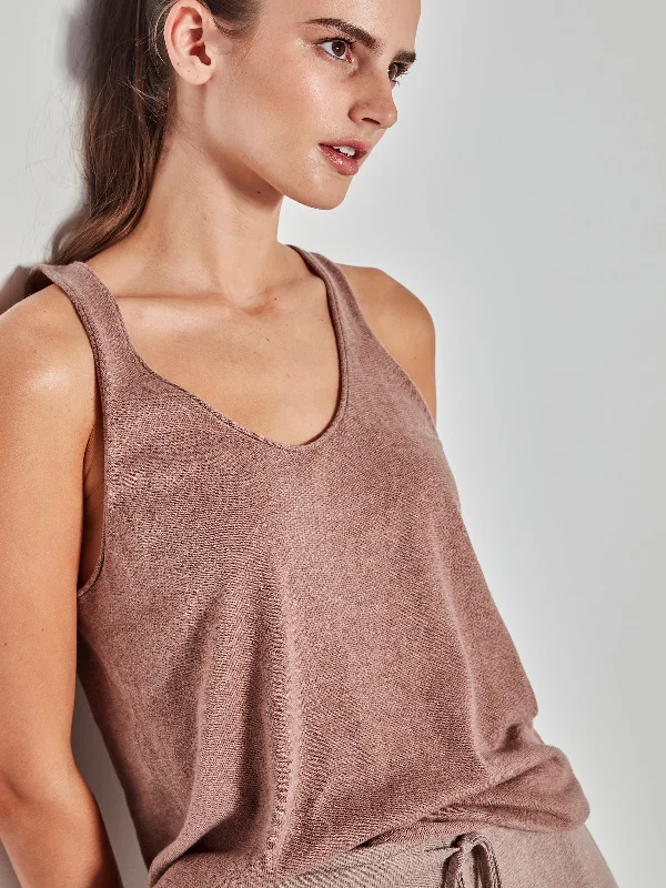 JHL Tank (Fine Cotton Cashmere) Pink Clay Marle athletic tank top