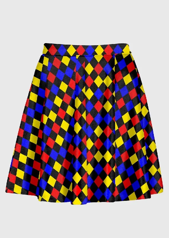 Primary Color Harlequin Pattern Clowncore Skirt corduroy skirt cozy