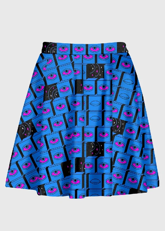 Universe Eyes Weirdcore Cartoon Skirt leather skirt durable