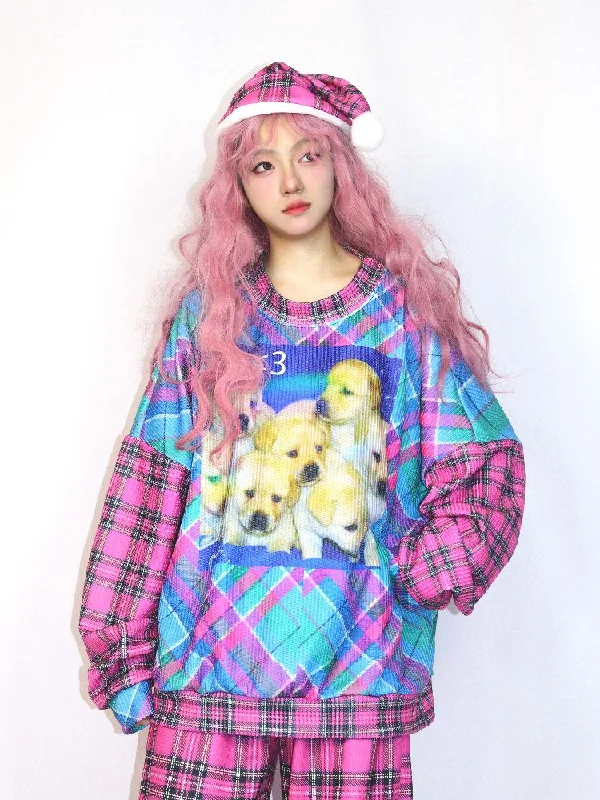 Pink Dog Sweatshirt【s0000010854】 Hoodie with Strings Custom Fit Adjustable