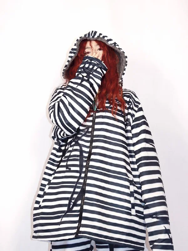 LEEDark Cotton Striped Sweatshirt【s0000010858】 Hoodie with Pocket Utility Practical