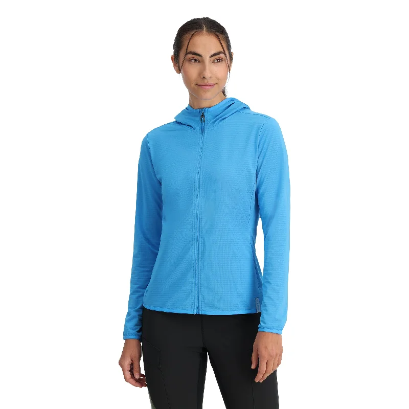 Womens Gridweb Hoodie - Aether Blue Hoodie with Magnetic Closure Innovative Modern