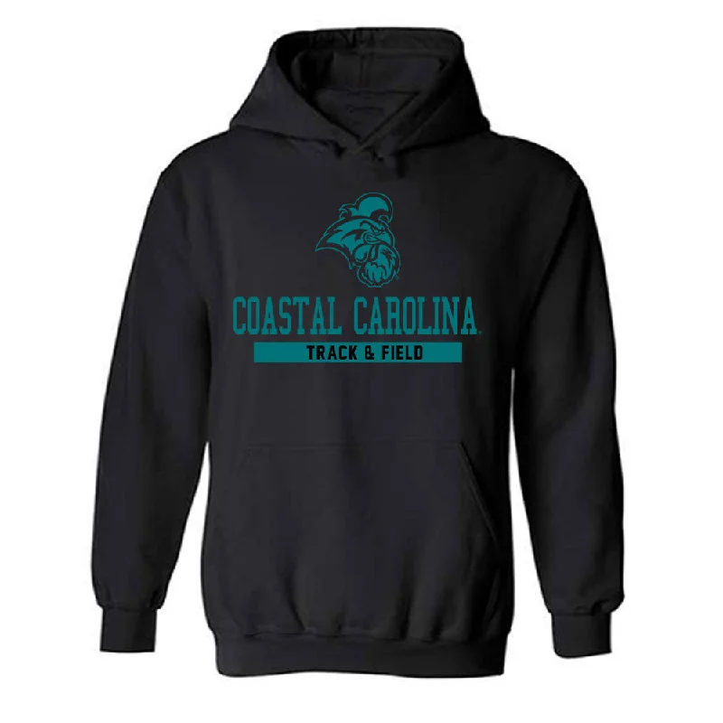 Coastal Carolina - NCAA Women's Track & Field : Faith Wright - Classic Fashion Shersey Hooded Sweatshirt Hoodie with Exposed Zipper Edgy Industrial