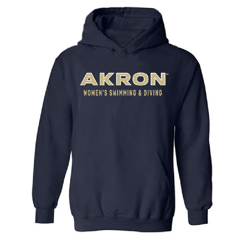 Akron - NCAA Women's Swimming & Diving : Alanis Santiago - Classic Shersey Hooded Sweatshirt Hoodie with Back Slit Movement Comfort