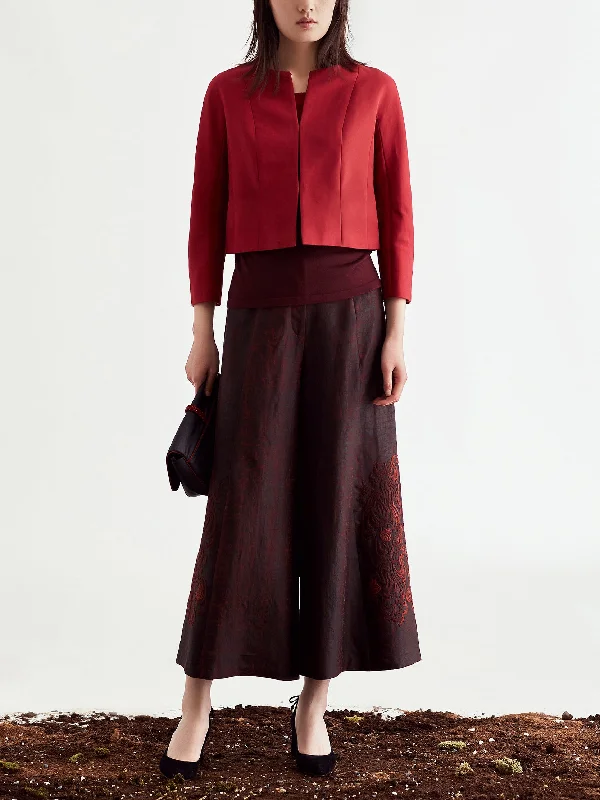 Gambiered Guangdong  Habotai Silk Embroidery Skirt leather skirt sleek