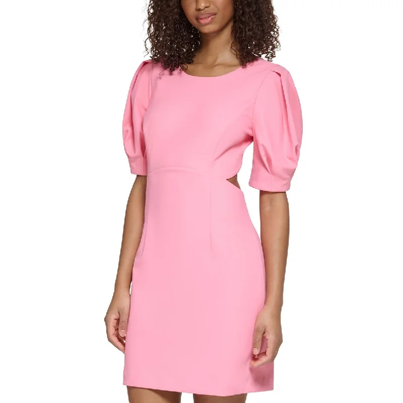 Womens Puff Sleeves Mini Sheath Dress Tunics Luxurious high-end