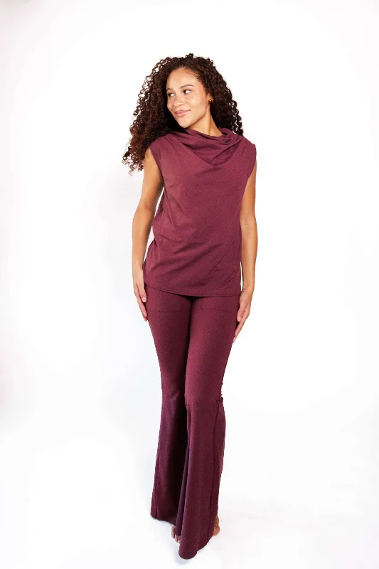 Goddess Cowl Tank in Maroon by Yoga Democracy scoop neck tank