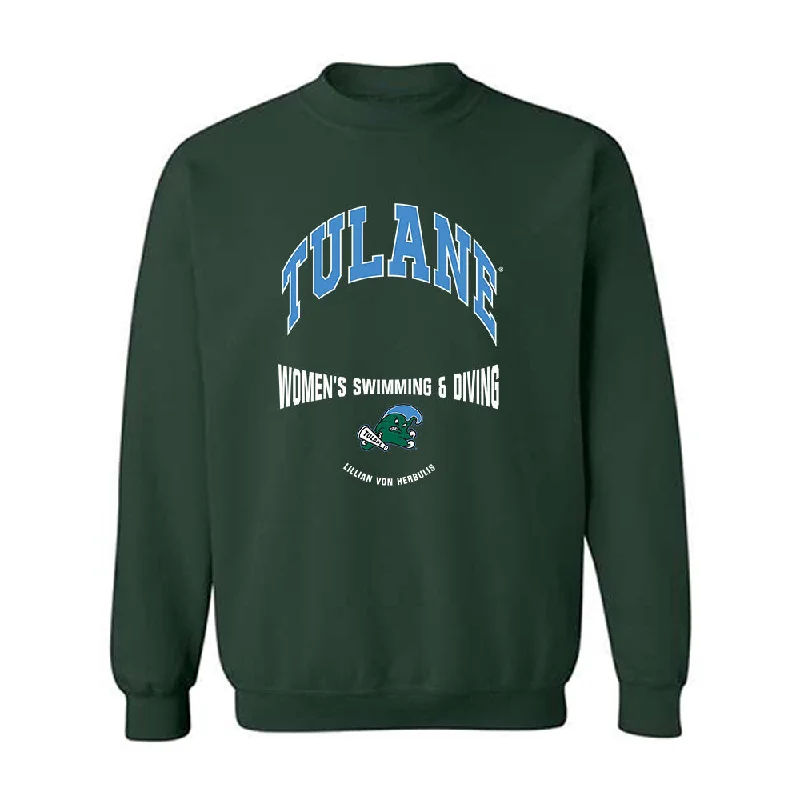 Tulane - NCAA Women's Swimming & Diving : Lillian Von Herbulis - Classic Fashion Shersey Crewneck Sweatshirt Hoodie with V-Neck Classic Versatile