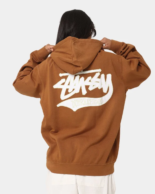 Stussy Collegiate International Hoodie Pigment Chocolate Hoodie with Lace Feminine Delicate