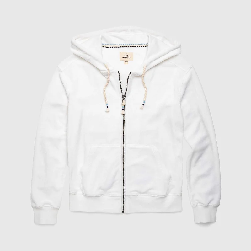 Dani Terry Hoodie  - White Hoodie with V-Neck Classic Versatile