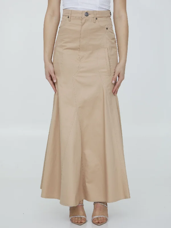 Cotton Gabardine Long Skirt mini skirt trendy