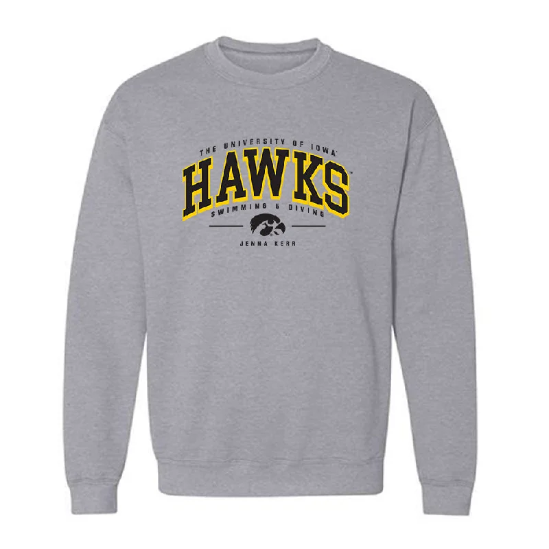 Iowa - NCAA Women's Swimming & Diving : Jenna Kerr - Classic Fashion Shersey Crewneck Sweatshirt Hoodie with Front Slit Layering Stylish Iowa - NCAA Women's Swimming & Diving : Jenna Kerr - Classic Fashion Shersey Crewneck Sweatshirt Hoodie with Front Slit Layering Stylish