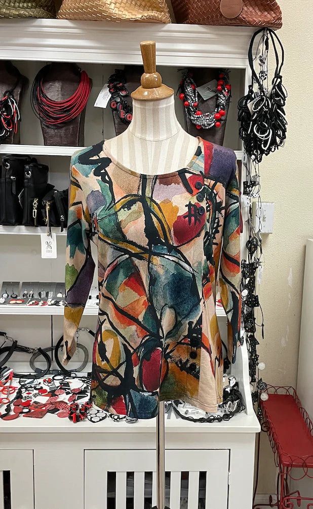 Top Poloma 3/4 Sleeve Multi Color Pullover Women's 24w251c14 Cashmere Luxurious Pullover Top Poloma 3/4 Sleeve Multi Color Pullover Women's 24w251c14 Cashmere Luxurious Pullover