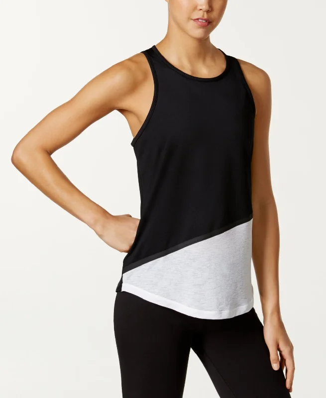 Ideology Women's Colorblock Fitness Tank Top, Black, M striped tank top