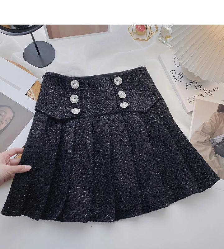 Retro small fragrance diamond studded high waist Sequin A-shaped skirt 5598 low waist skirt Retro small fragrance diamond studded high waist Sequin A-shaped skirt 5598 low waist skirt