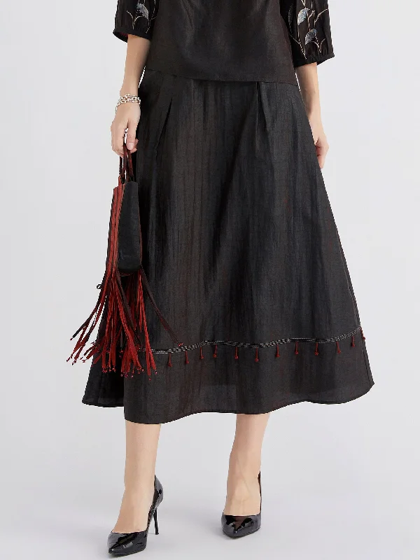 Gambiered Guangdong Silk Skirt ribbed skirt waist