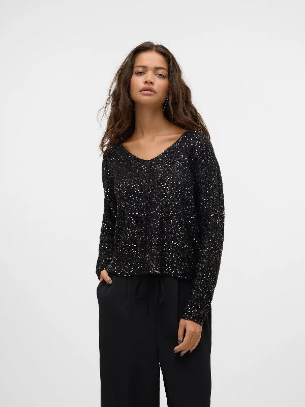 Γυναικεία μπλούζα παγιέτα VMLEILANI NEW LS V-NECK PULLOVER 10318223 | 10318223 One Shoulder Top Γυναικεία μπλούζα παγιέτα VMLEILANI NEW LS V-NECK PULLOVER 10318223 | 10318223 One Shoulder Top