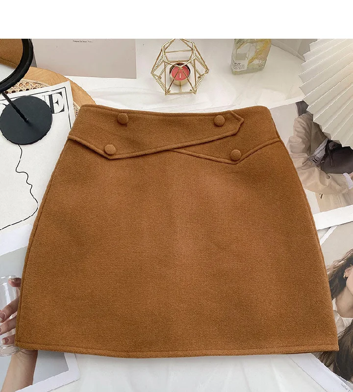 Design sense personalized button high waist slim A-line skirt 5566 silk skirt elegant Design sense personalized button high waist slim A-line skirt 5566 silk skirt elegant