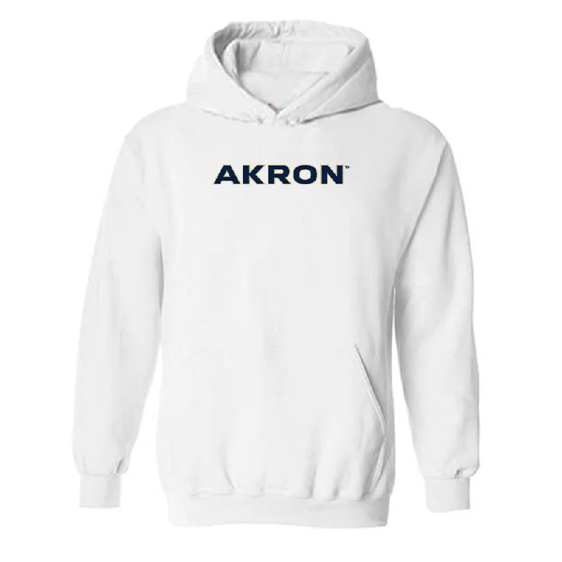 Akron - NCAA Women's Swimming & Diving : Alanis Santiago - Classic Shersey Hooded Sweatshirt Hoodie with Hidden Zipper Minimalist Clean