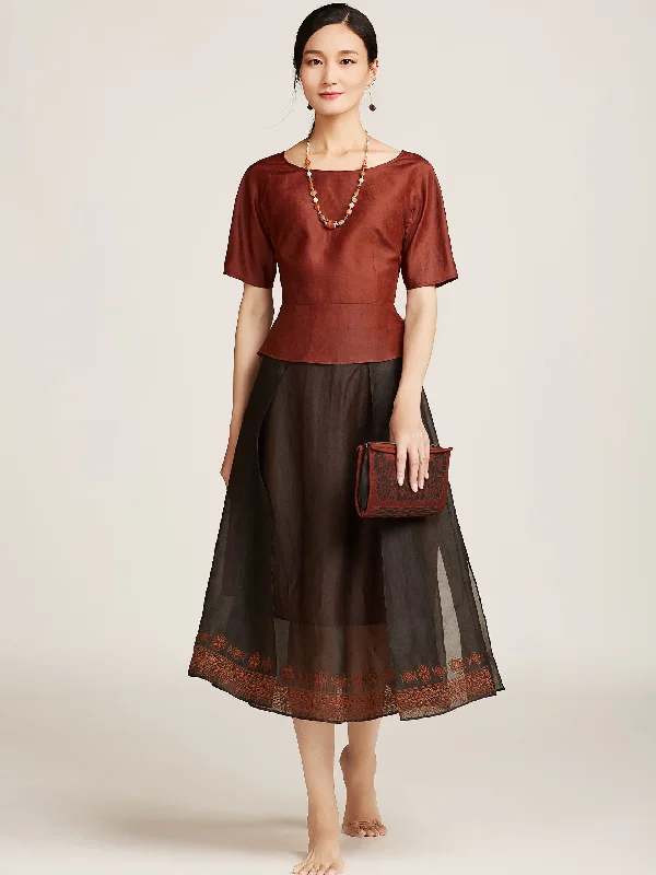 Gambiered Guangdong Organza Embroidery Skirt lightweight skirt design