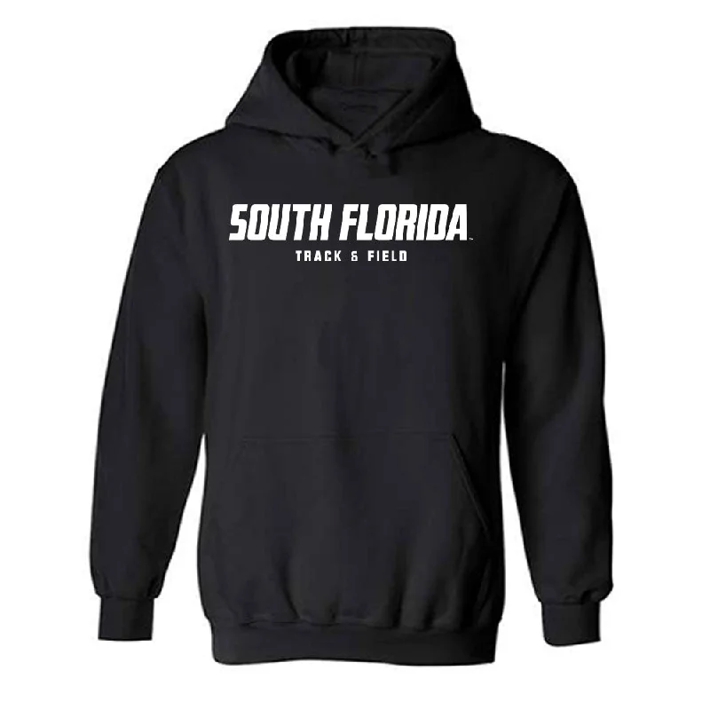 USF - NCAA Women's Track & Field : Tristen Evatt - Classic Fashion Shersey Hooded Sweatshirt Hoodie with Monochrome Minimalist Simple