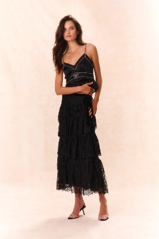 Merado Lace Maxi Skirt leather skirt bold