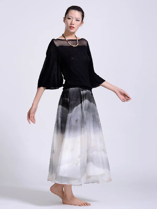 Print Organza Skirt a-line skirt cut