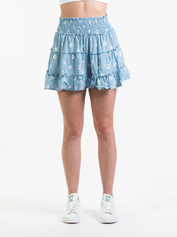 HARLOW SHIRRED TIERED PRINT SKIRT - CLEARANCE corduroy skirt durable