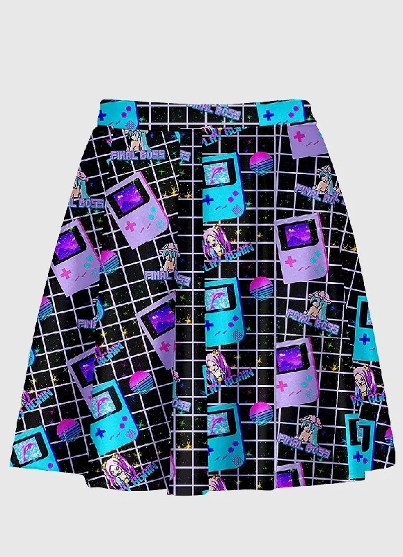 Vaporwave Aesthetic Video Game Black Skirt chiffon skirt lightweight